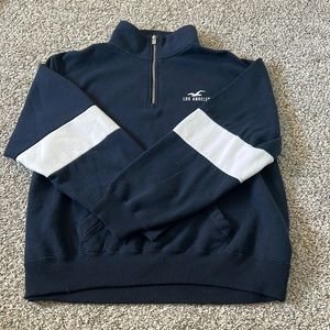 Hollister navy blue and white quarter zip, size M women’s